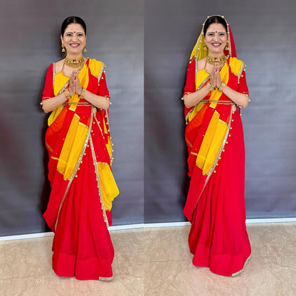 Red & Yellow Dual Combination Saree