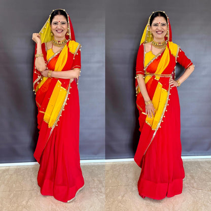 Red & Yellow Dual Combination Saree