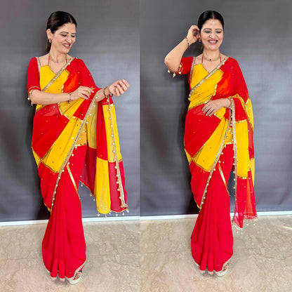 Red & Yellow Dual Combination Saree