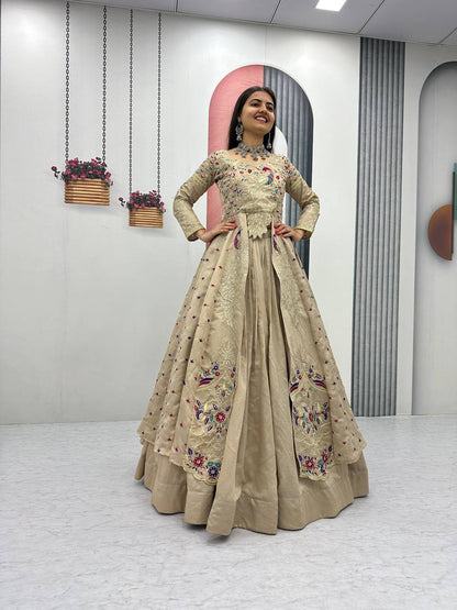 Elegant shrug with stylish crop top With Lehenga