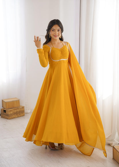 Premium Fox Blooming Georgette Anarkali Gown Set