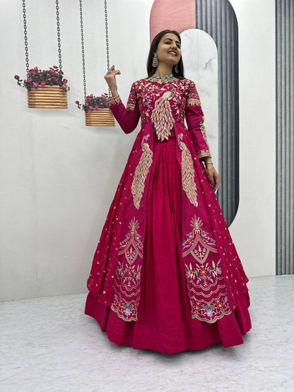 Elegant shrug with stylish crop top With Lehenga