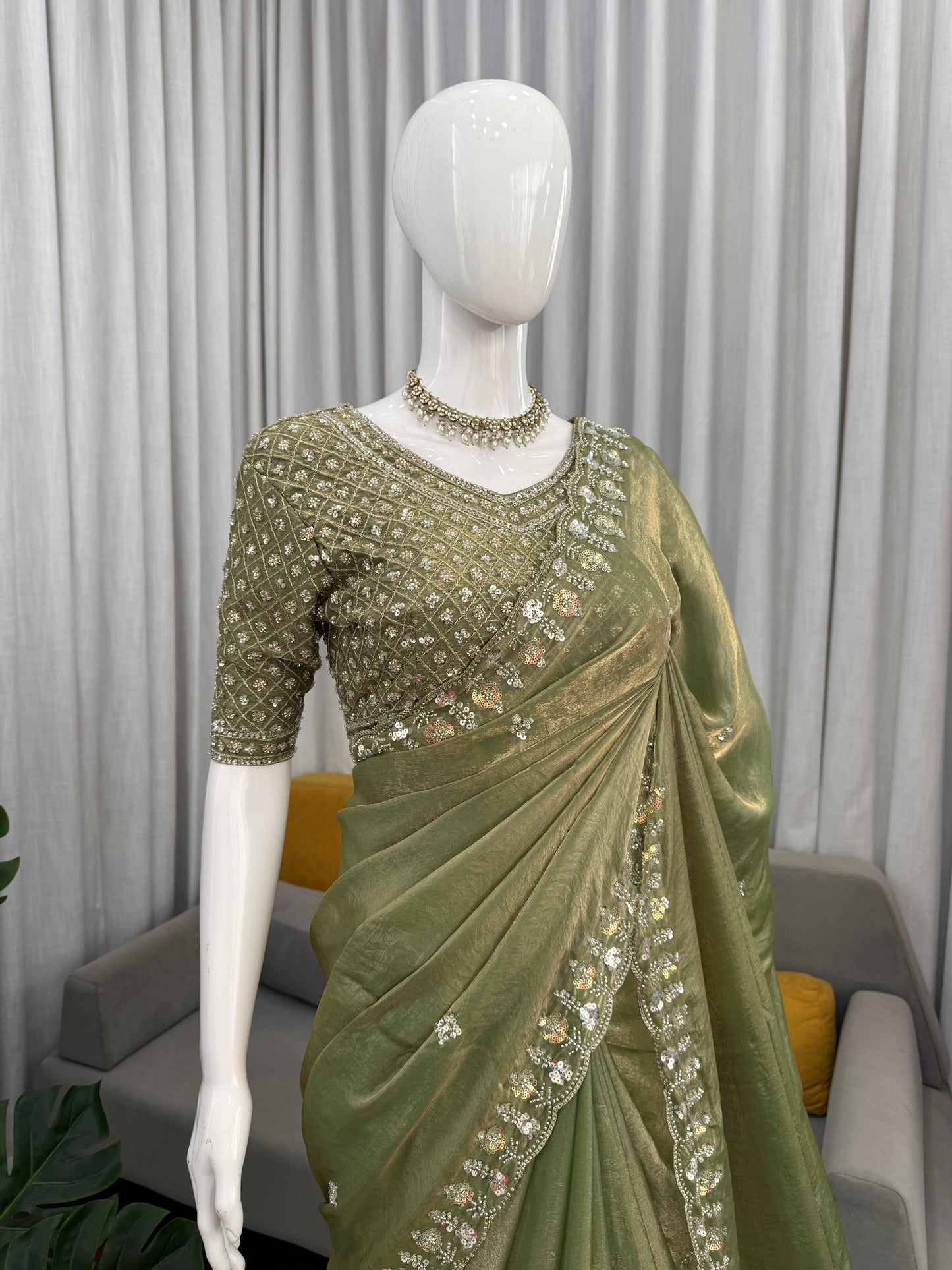 Crystal Grace Beads Saree