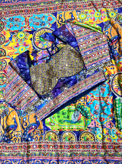 Mirror Bloom Saree – Japan Satin Digital Print Collection