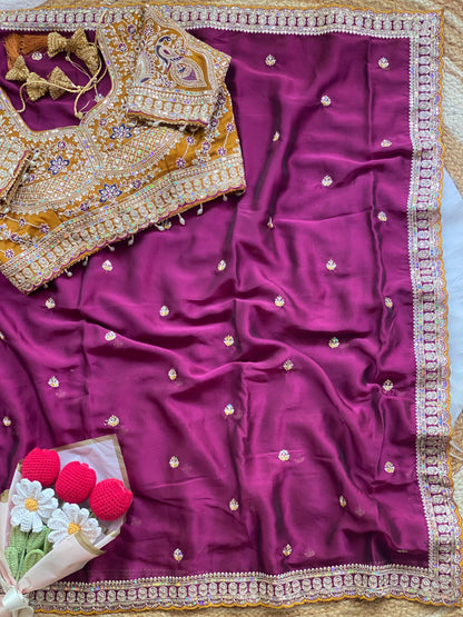 Peacock Collection Saree – Two Tone Rangoli Silk with Heavy Work