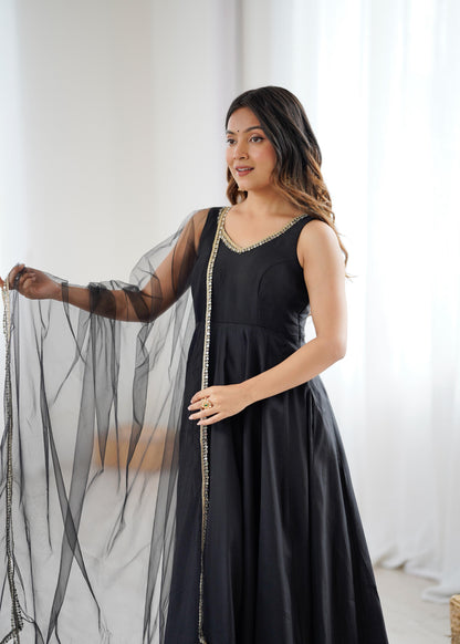 Roman Silk Chanderi Anarkali Set