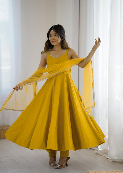 Roman Silk Chanderi Anarkali Set