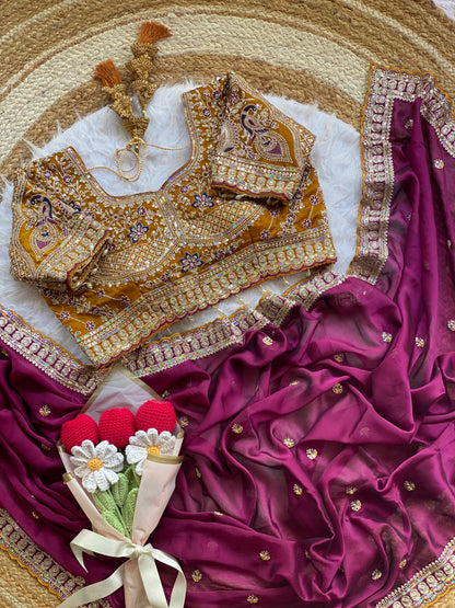 Peacock Collection Saree – Two Tone Rangoli Silk with Heavy Work