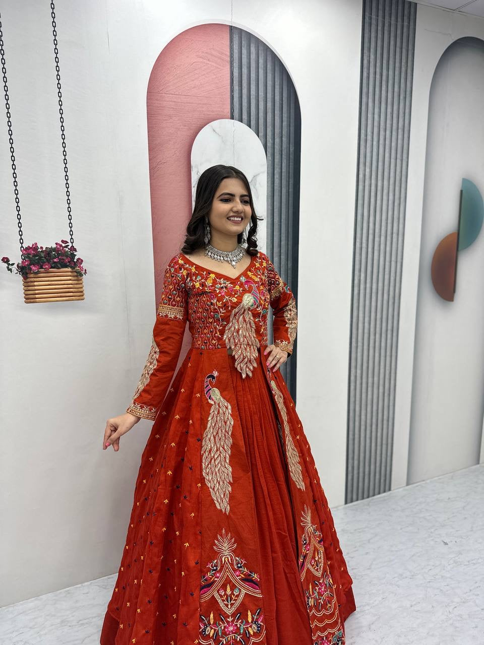 Elegant shrug with stylish crop top With Lehenga