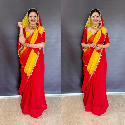 Red & Yellow Dual Combination Saree