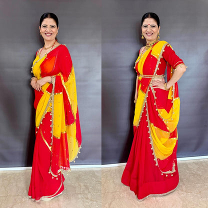 Red & Yellow Dual Combination Saree