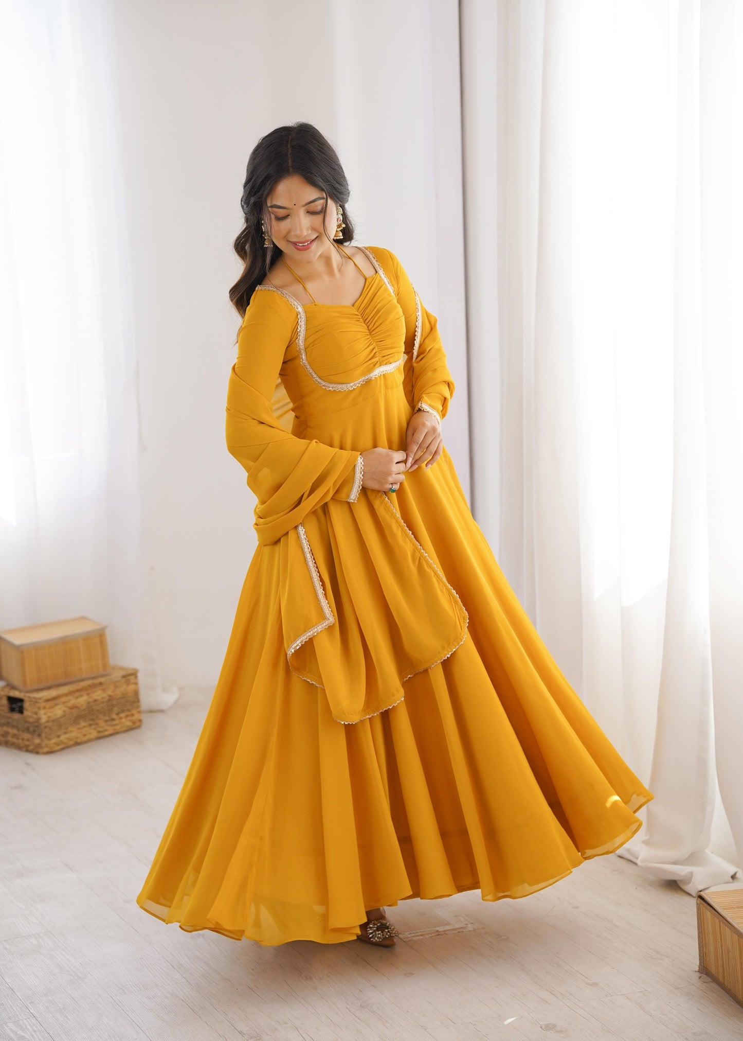 Premium Fox Blooming Georgette Anarkali Gown Set