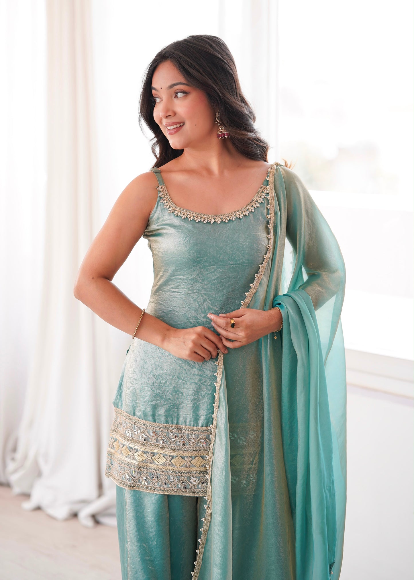 Mirror Glow Ethnic Set – Premium Party Wear