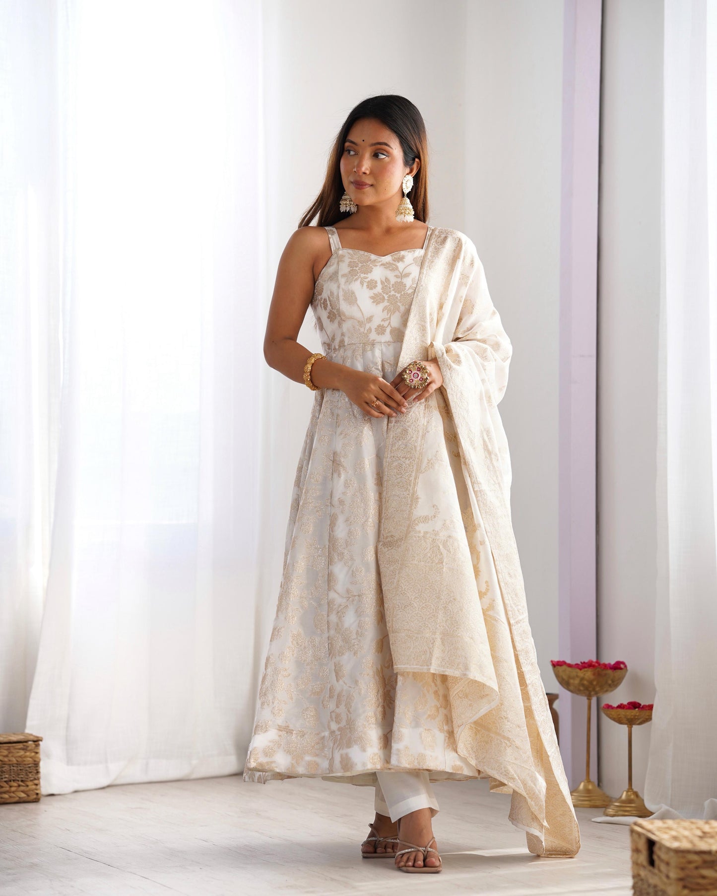 Banarasi Jacquard Dola Silk Anarkali Suit Set