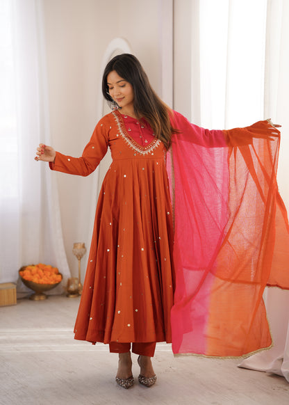 Shine & Twirl Anarkali Set – Mirror Work Designer Look
