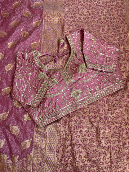 Jacquard Soft Silk Saree – Zari Weaving with Stitched Blouse