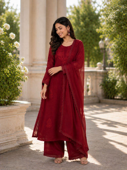 Easy Glam Suit Set – Embroidered Georgette Outfit