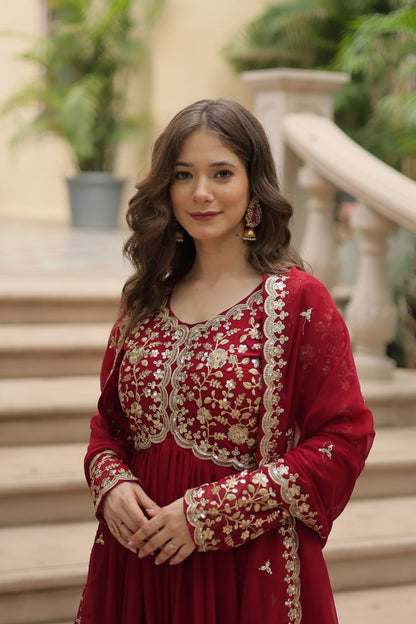 Simple Party Gown – Stylish Embroidered Outfit