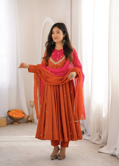 Shine & Twirl Anarkali Set – Mirror Work Designer Look