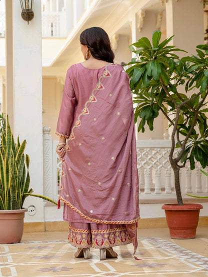 Kurti & Plazzo Set With Dupatta