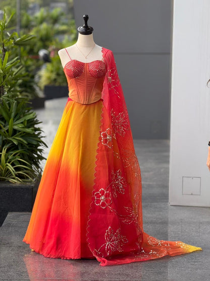 Celeste Glow Designer Corset Lehenga Set