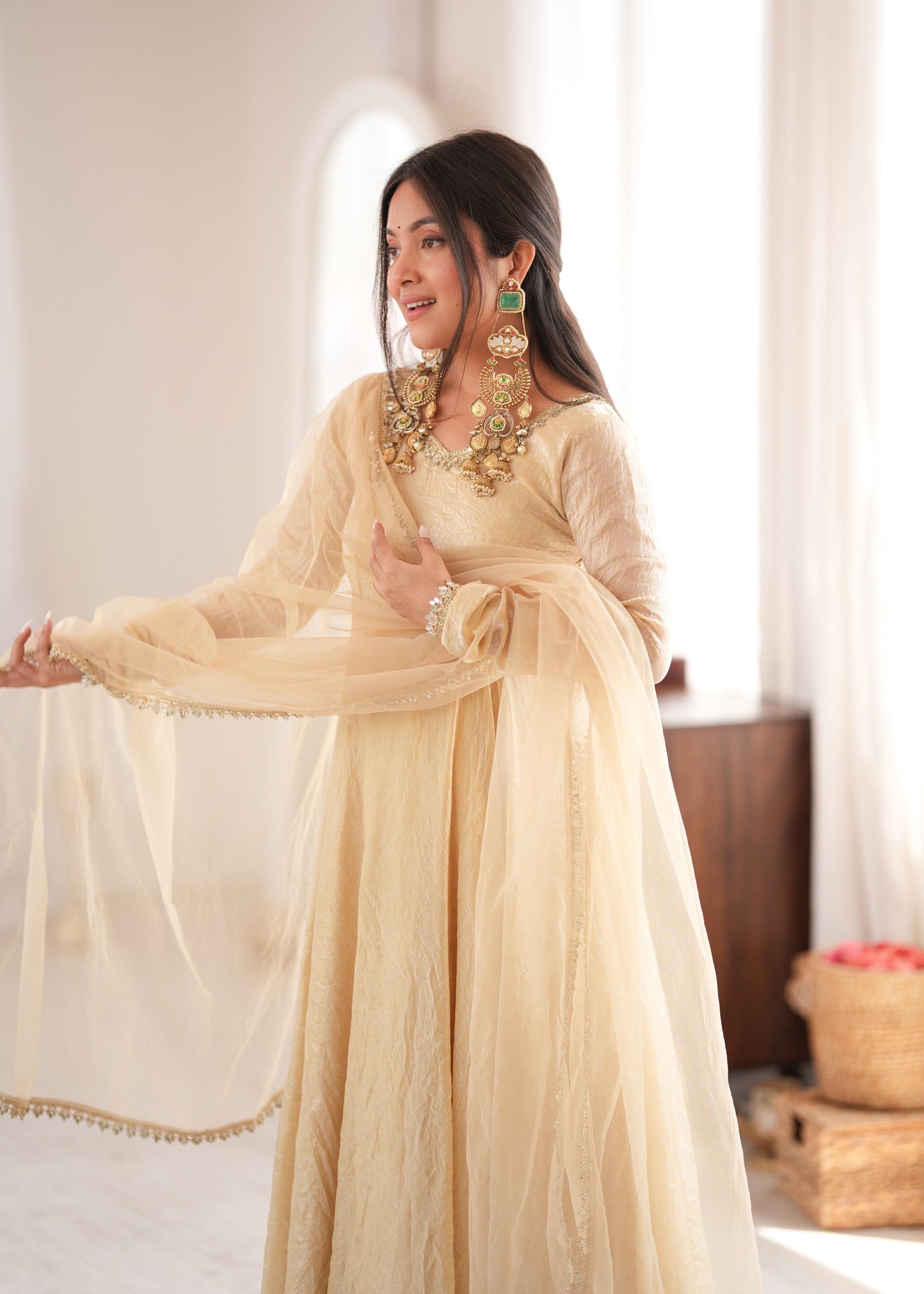 Elegant Crush Gown Set – Designer Festive Wear