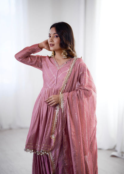 Noor-E-Ethnic Mirror Work Suit Set