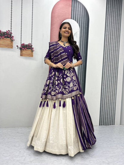 Wedding Special Jacquard Silk Lehenga + Saree Set