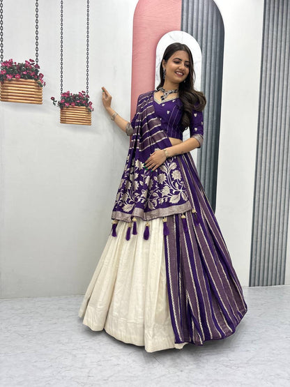 Wedding Special Jacquard Silk Lehenga + Saree Set