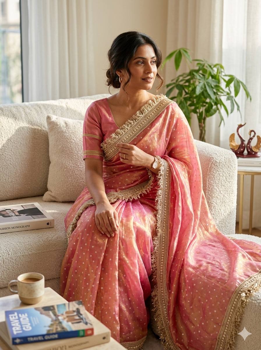 Moss Silk Saree with Jacquard Butti