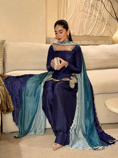 Farshi Style Suit Set – Crepe Fabric with Designer Dupatta