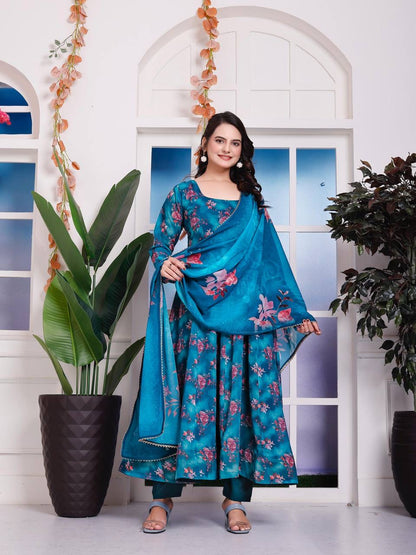 Floral Faux Georgette Anarkali Set