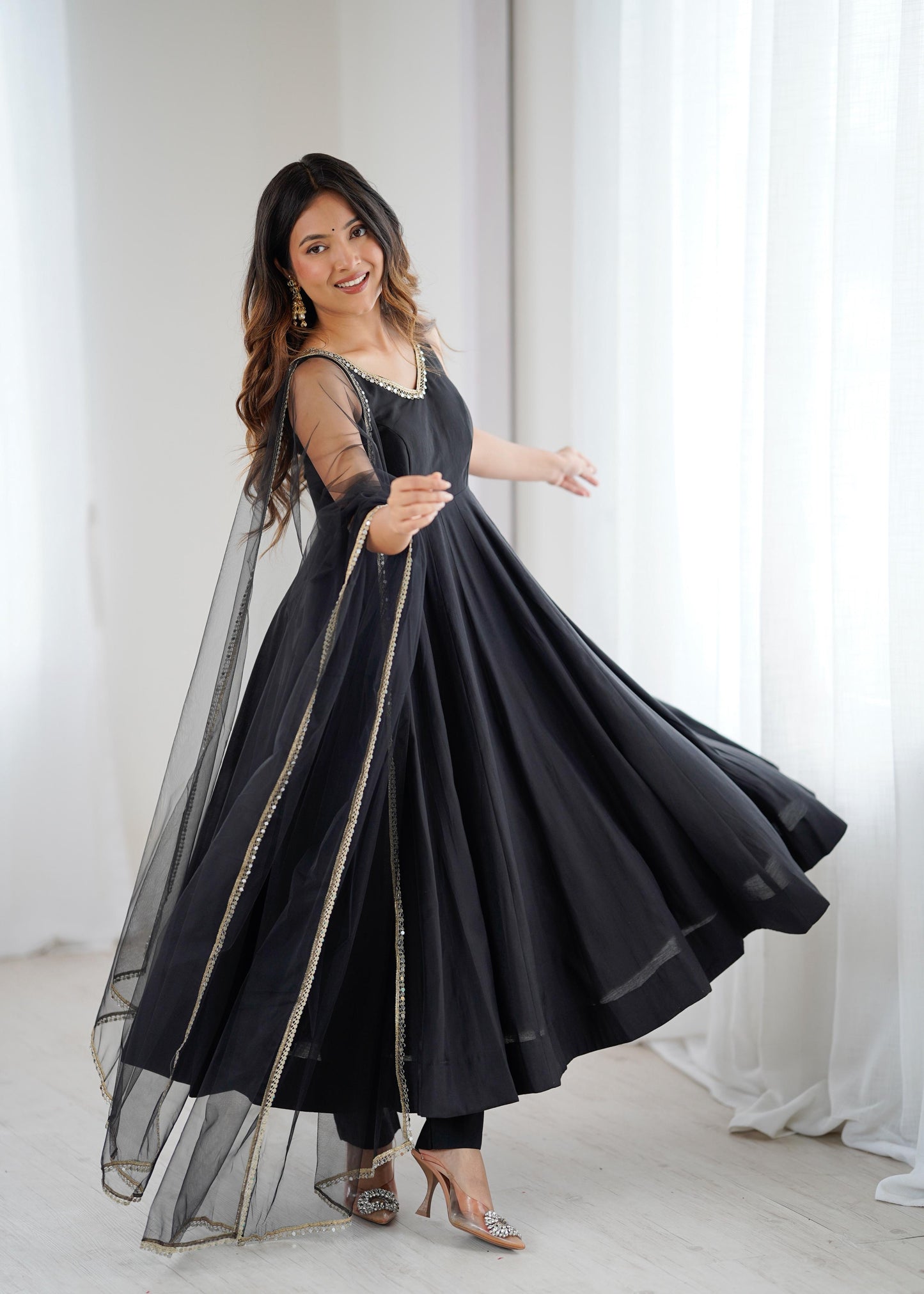 Roman Silk Chanderi Anarkali Set