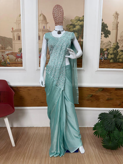 Rangoli Silk Embroidered Saree with Stylish Blouse
