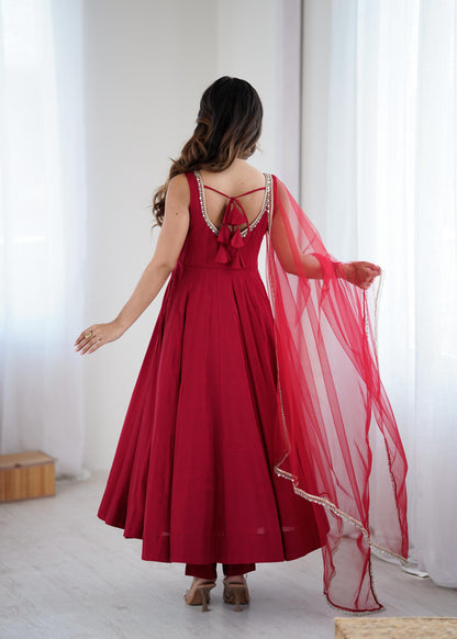 Roman Silk Chanderi Anarkali Set