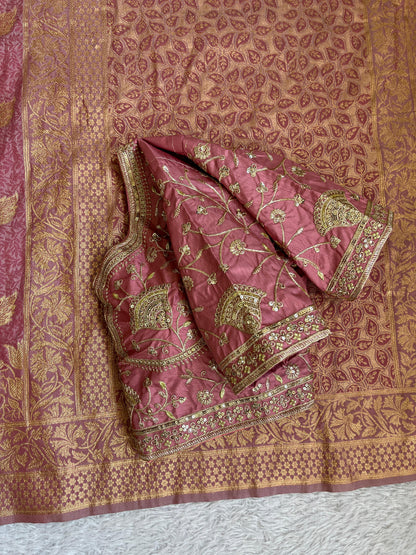 Jacquard Soft Silk Saree – Zari Weaving with Stitched Blouse