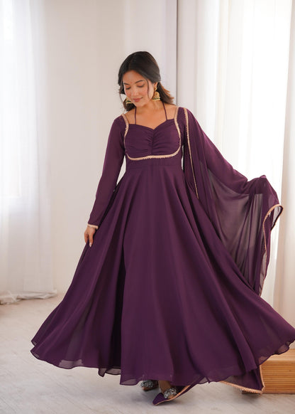 Premium Fox Blooming Georgette Anarkali Gown Set