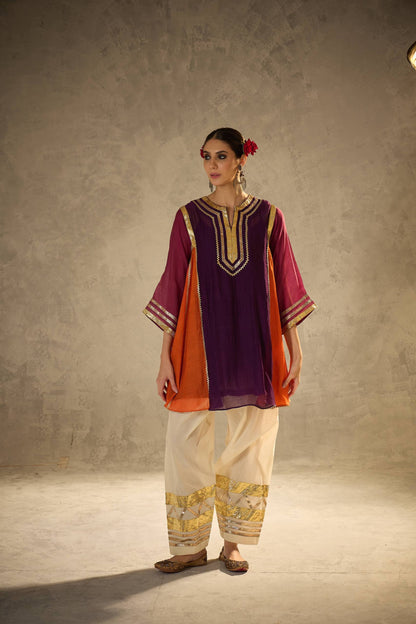 Celebrity Inspired Chinon Co-Ord Set with Fancy Gota Patti Work