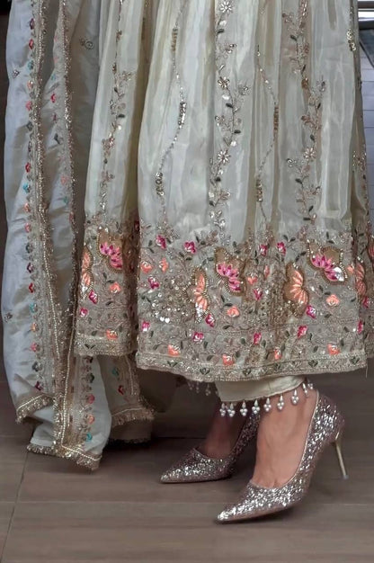 Sheesha Silk Gown Set – Heavy Embroidery Party Wear