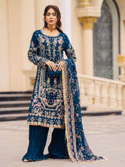 Royal Heavy Embroidered Sharara Suit with Dupatta
