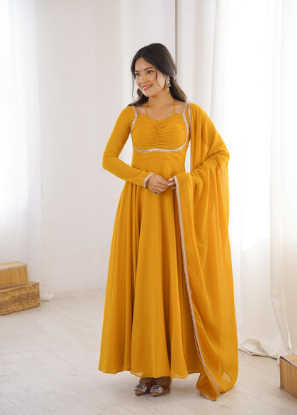 Premium Fox Blooming Georgette Anarkali Gown Set