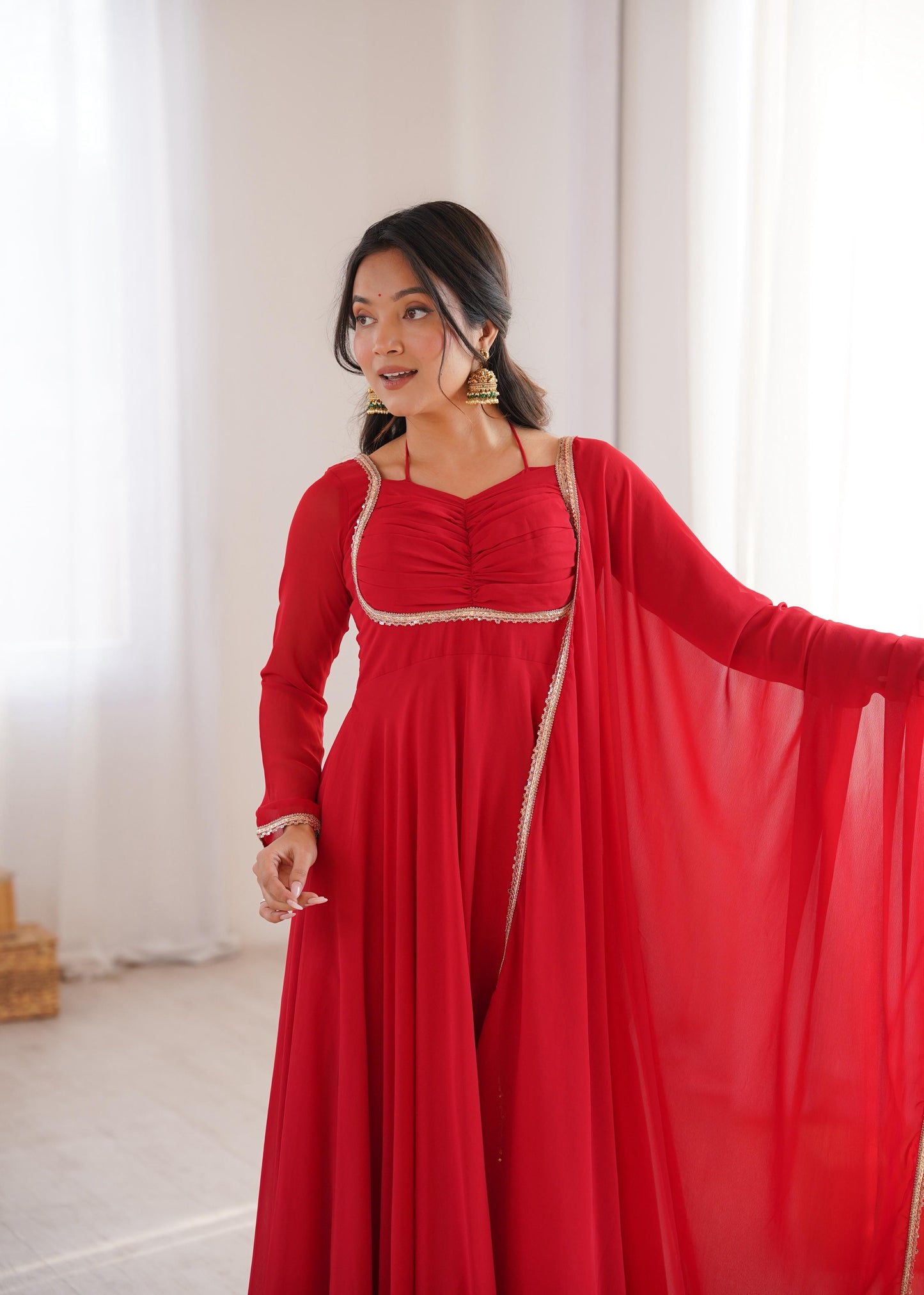 Premium Fox Blooming Georgette Anarkali Gown Set