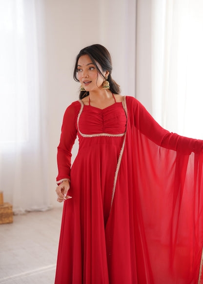 Premium Fox Blooming Georgette Anarkali Gown Set