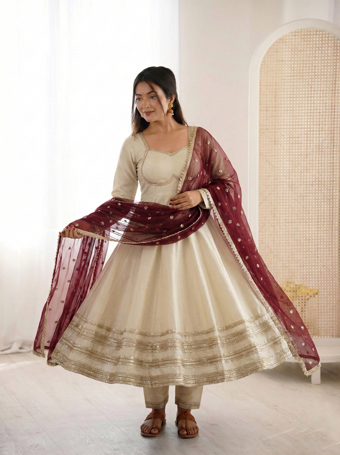 Elegant Heavy Lace Work Designer Anarkali Set
