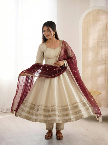 Elegant Heavy Lace Work Designer Anarkali Set