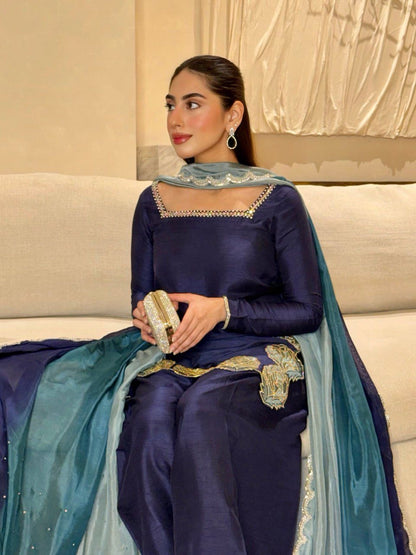 Farshi Style Suit Set – Crepe Fabric with Designer Dupatta