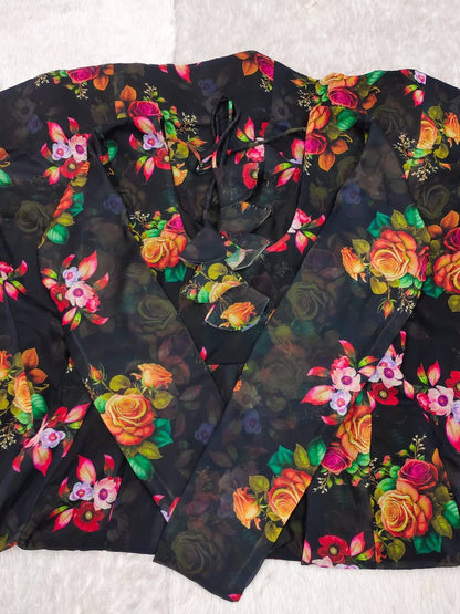 Black Floral Anarkali Suit