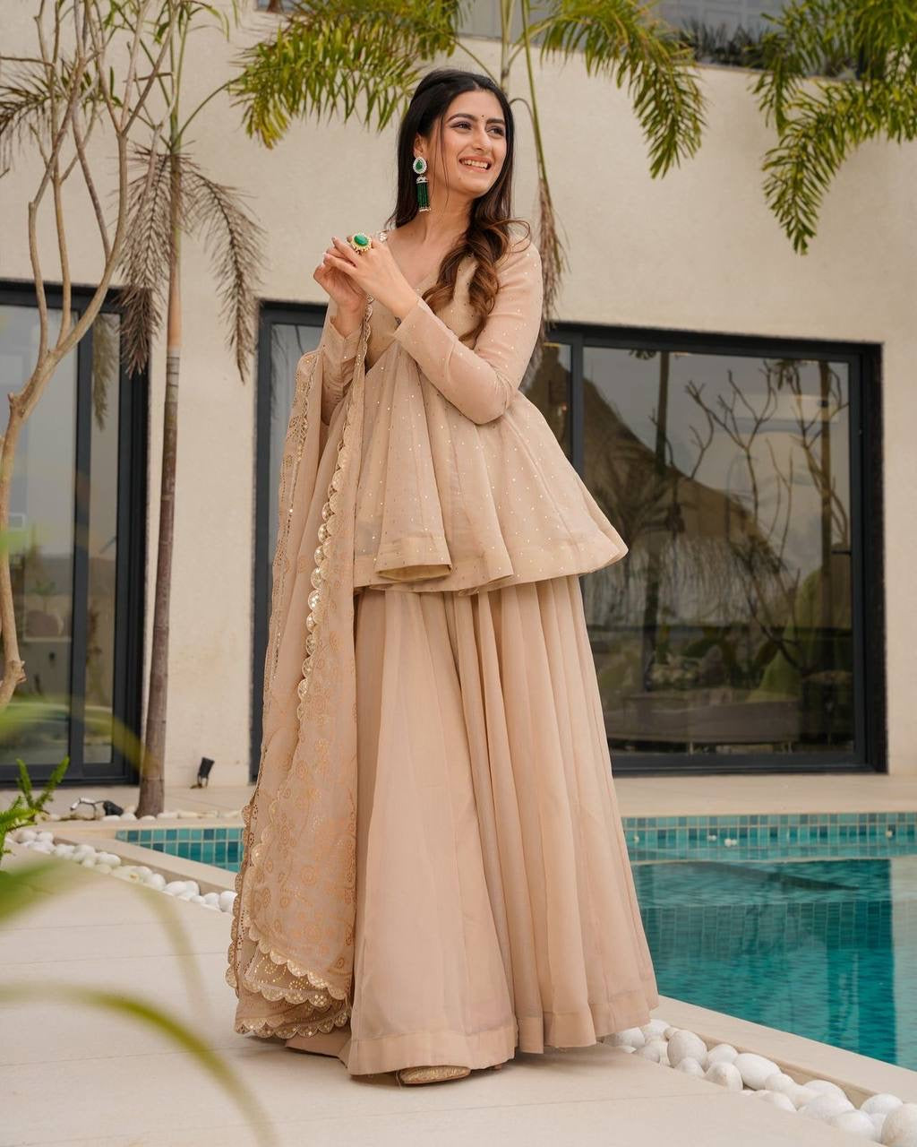 Premium Mukesh Organza Sharara Set