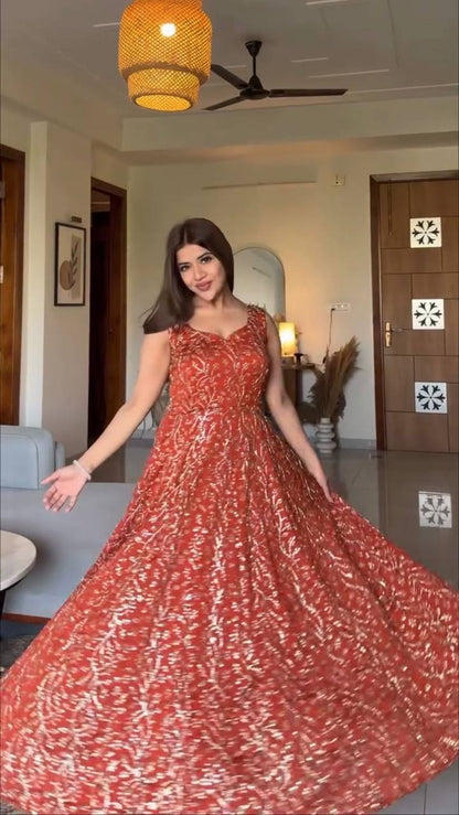 Elegant Gown Plazzo Set – Faux Georgette Festive Wear