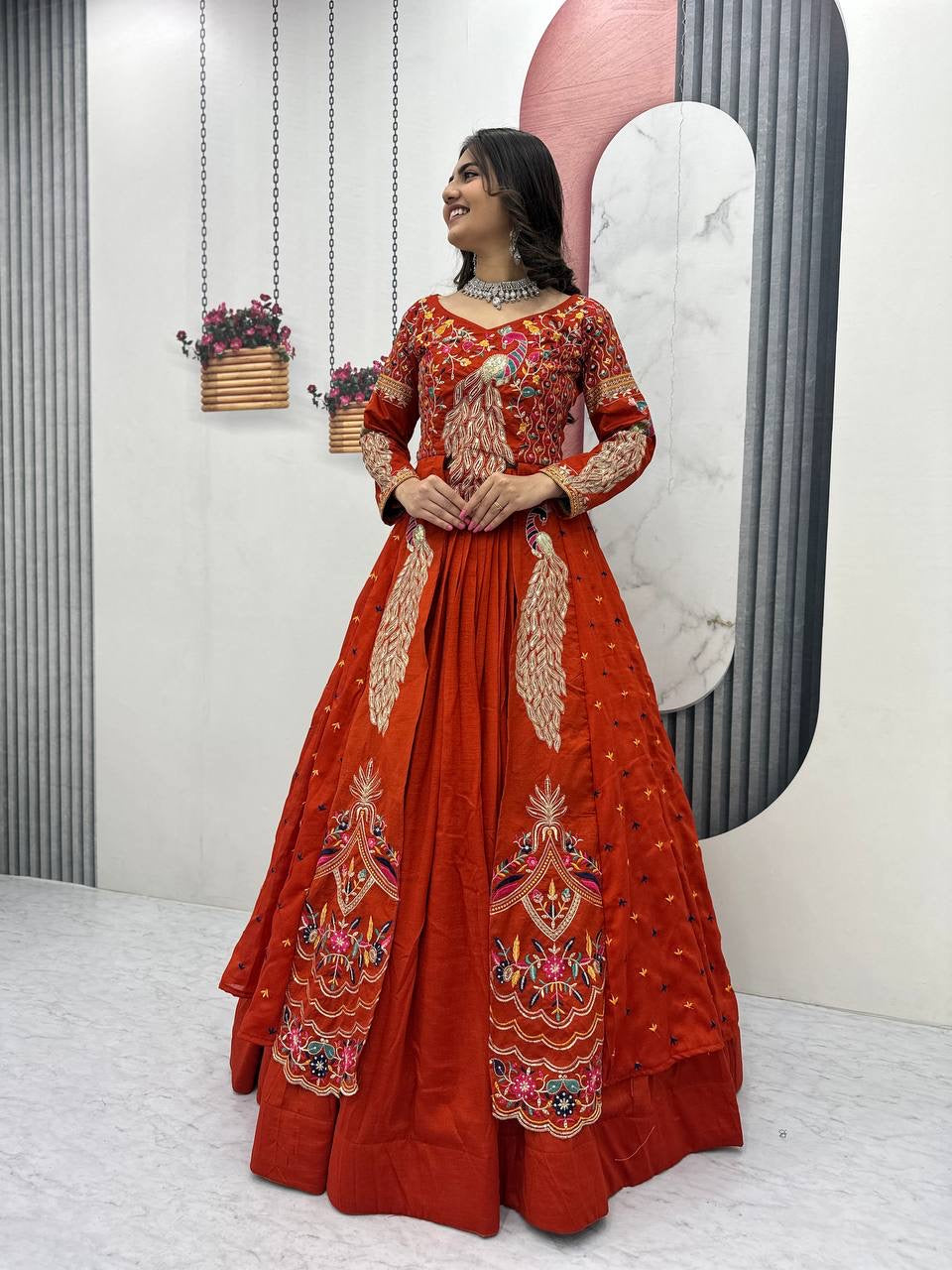 Elegant shrug with stylish crop top With Lehenga